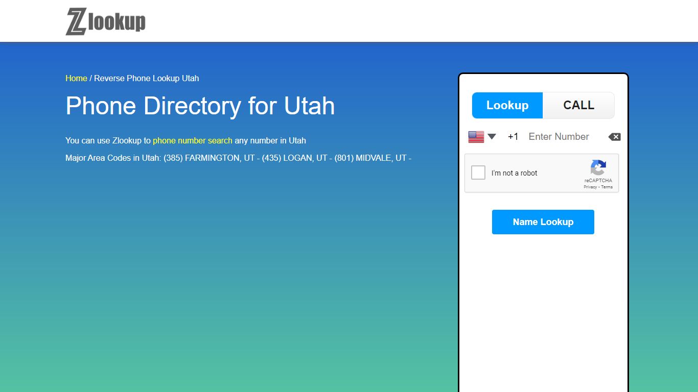 Reverse Phone Lookup Utah | ZLOOKUP